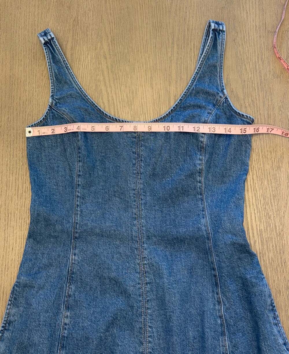 NWT Gap Denim Scoop Neck Maxi Dress Small Medium Wash Fit & Flare - Picture 8 of 12